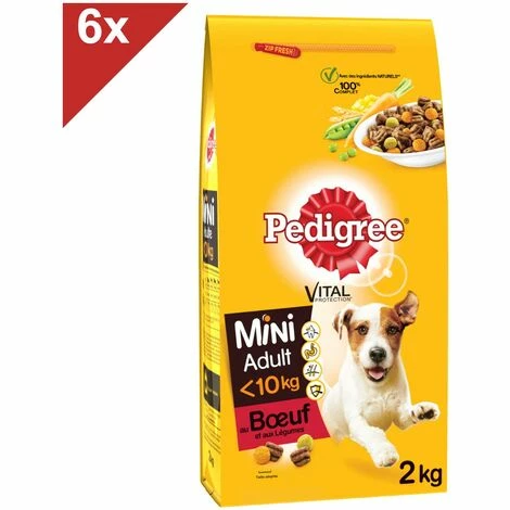 PEDIGREE Mini Croquettes Au Bœuf Pour Petit Chien Adulte (<10kg) 6x2kg 3 PEDIGREE Mini Croquettes Au Bœuf Pour Petit Chien Adulte (<10kg) 6x2kg